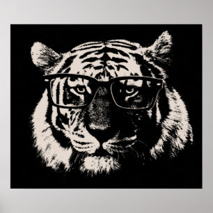 Poster Tigre Hipster Avec Verre