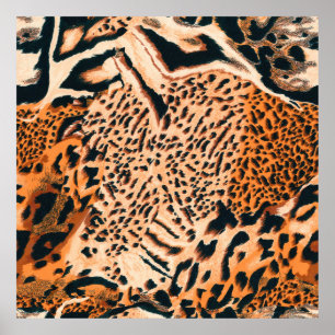 Poster Tigre, léopard et jaguar sans joint. Textu sans co