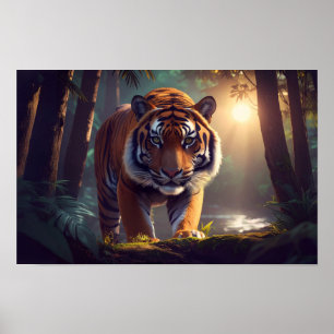 Poster Tigre Majestueux En Forêt