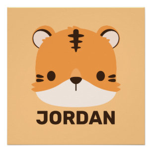 Poster Tigre mignon avec nom personnalisé