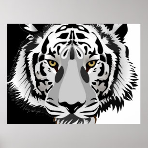 Poster Tigre noir et blanc 