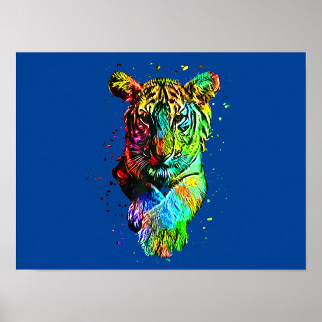 Poster Tigre Pop Art coloré (Devant)