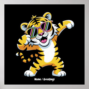 Poster Tigre qui fait le dab avec des lunettes de soleil 