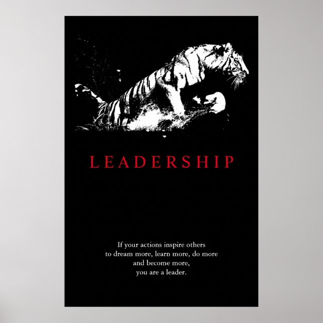 Poster Tigre Tiger noir blanc blanc tendance (Devant)