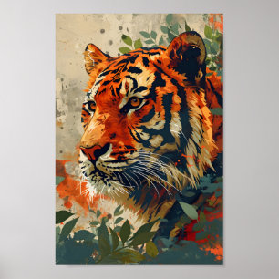 Poster Tigre vintage : Nostalgie majestueuse