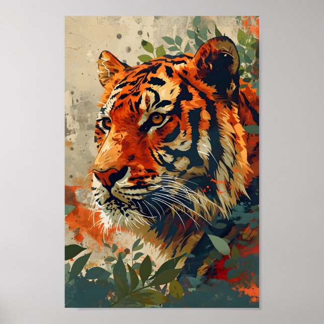Poster Tigre vintage : Nostalgie majestueuse (Devant)