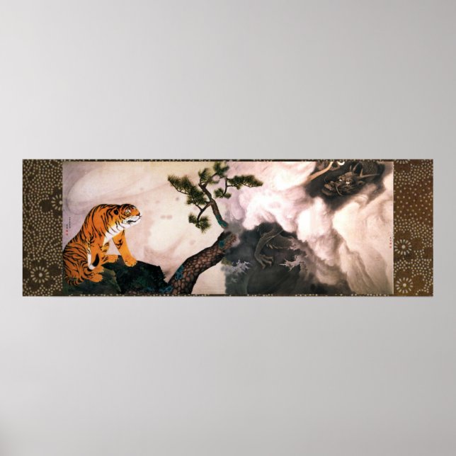 Poster Tigre y dragón (1781) Maruyama Okyo (Devant)