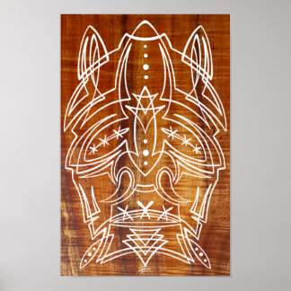Poster Tiki à tête baissée rayée