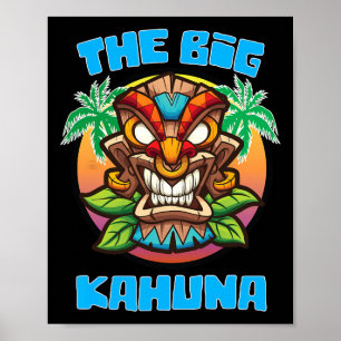 Poster Tiki Big Kahuna Funny Hawaiian Fête des pères Vaca