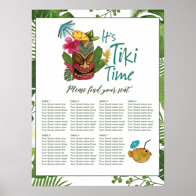 Poster Tiki Time Luau Summer Beach Wedding (Devant)