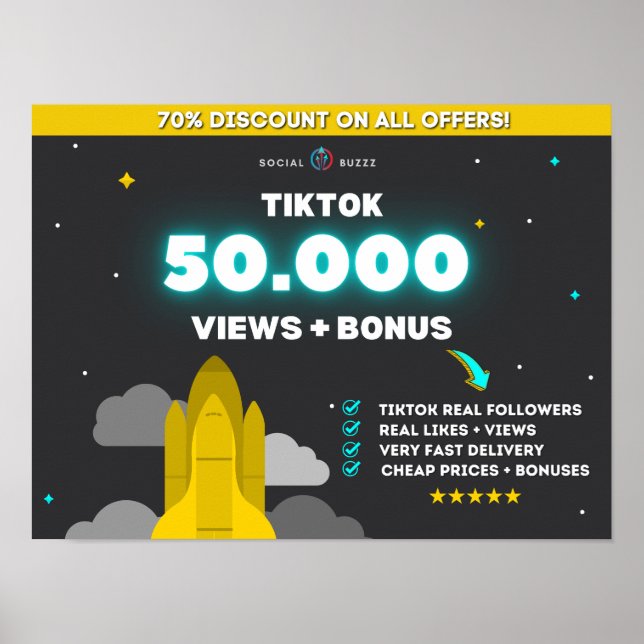 Poster Tiktok 50K Vues + 10K Aimants | Acheter Tiktok Fol (Devant)