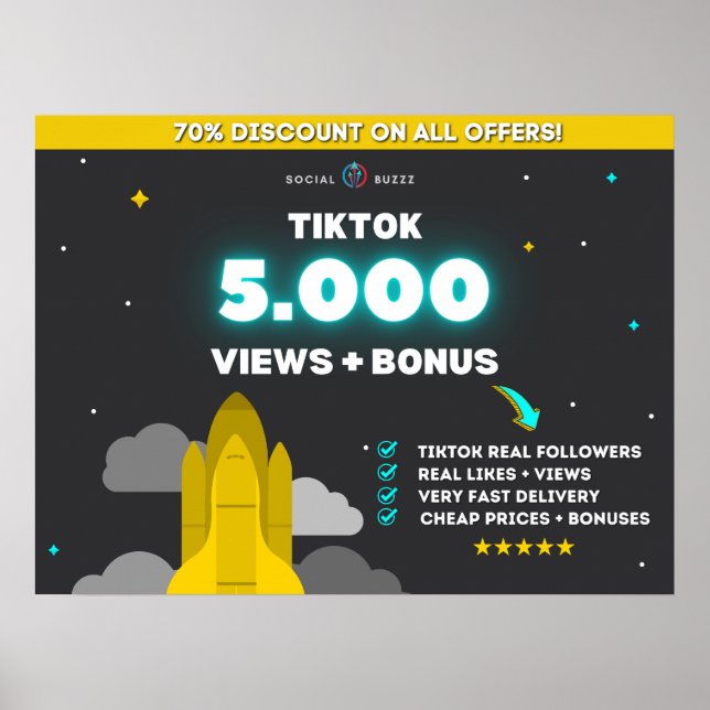 Poster Tiktok 5K Vues + 500 Likes (Devant)