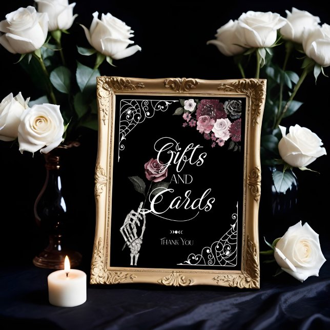 Poster Til Death Aquarelle Squelette Cadeaux et Cartes Ro (Til Death Watercolor Skeleton Rose Gifts & Cards Poster)