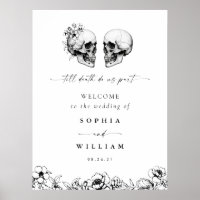 Til Death Gothique Floral Crâne noir Mariage