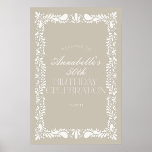 Poster Tile beige Talavera Fiesta Anniversaire Bienvenue