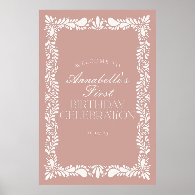 Poster Tile rose Talavera Fiesta Anniversaire Fête Bienve (Devant)