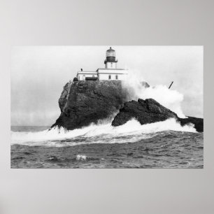 Poster Tillamook, phare de l'Orégon près de bord de la