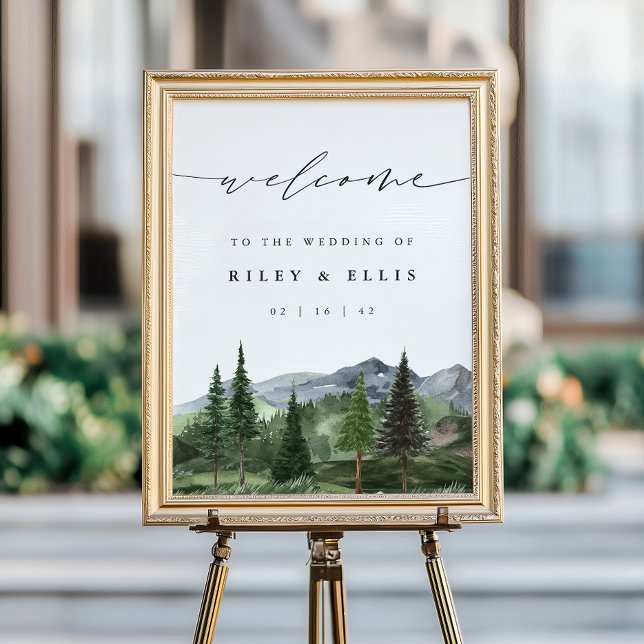 Poster Timberline | Mountain Forest Wedding Welcome Sign (Créateur téléchargé)