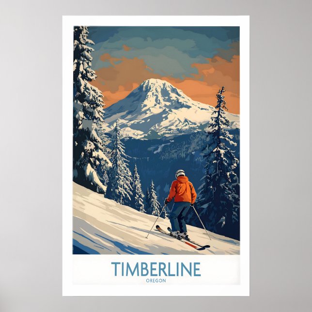 Poster Timberline Ski Print - Oregon 1 (Devant)