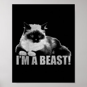 Poster Timbre de chat graphique branché Je suis une bête