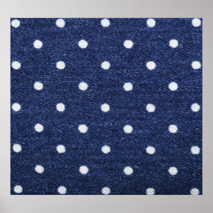 Poster Timbre de pois : texture en tissu denim.