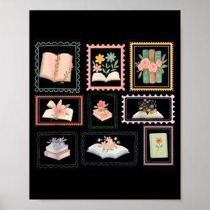 Poster Timbre Livre Amoureux de Lecture Livresque