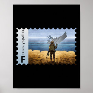 Poster Timbre-poste vintage de l'Ukraine Drapeau Fierté F