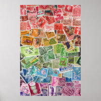 Timbres-poste arc-en-ciel