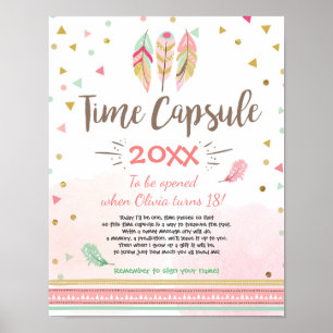 Poster Time Capsule Feathers Tribal Boho Girl Gold