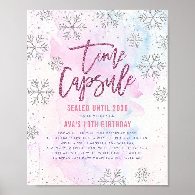 Poster Time Capsule Silver Snowflake Parties scintillant  (Devant)