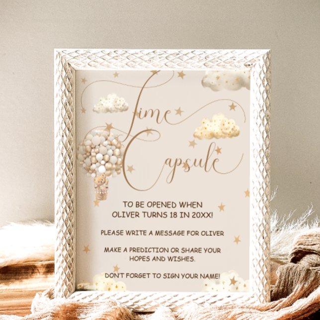 Poster Time Capsule Teddy Bear Balloons Baby shower Jeu (Créateur téléchargé)