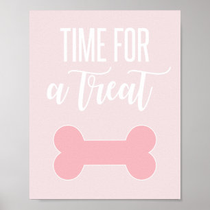Poster Time for a Treat Puppy Party Sign Pink