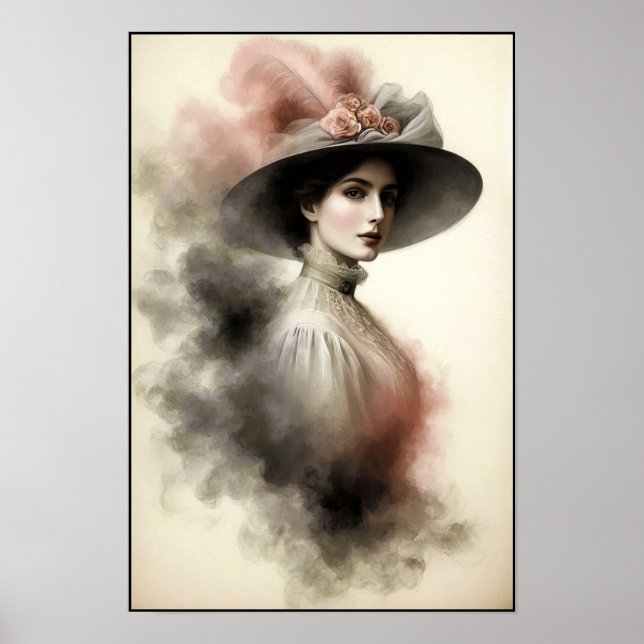 Poster Timeless Elegance In Smoky Portrait (Devant)