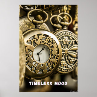 Poster Timeless Mood: Vintage Bronze Pocket Watch Art