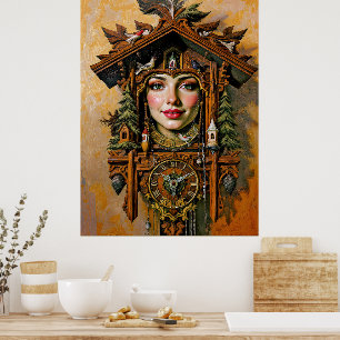 Poster "Timeless Muse" - Portrait de l'horloge de la cabi