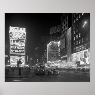 Poster Times Square la nuit, 1953. Photo vintage