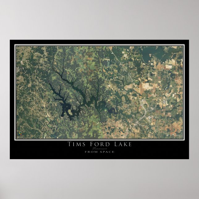 Poster Tims Ford Lake Tennessee Carte de l'affiche satell (Devant)