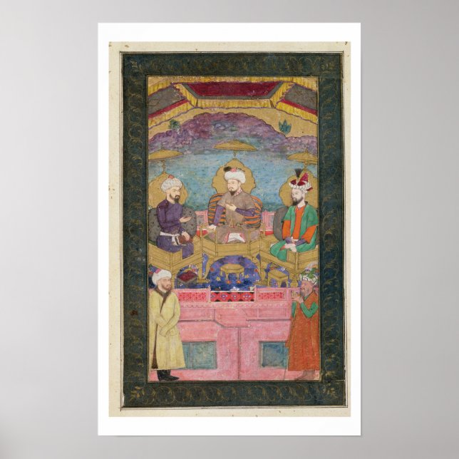 Poster Timur (1336-1405), Babur (1483-1530, r.1526-30) (Devant)