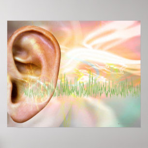 Poster Tinnitus, illustration conceptuelle d'ordinateur.