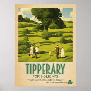 Poster Tipperary Ireland, Retro Irish Travel Advert