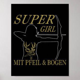 Poster Tir à l'arc féminin Super Fille Avec Flèche Et Arc