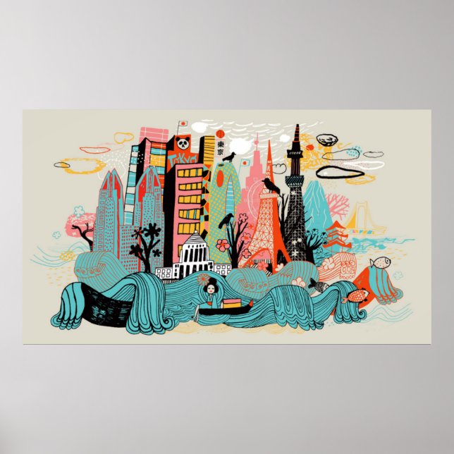 Poster Tirage à la main Tokyo Japon (Devant)