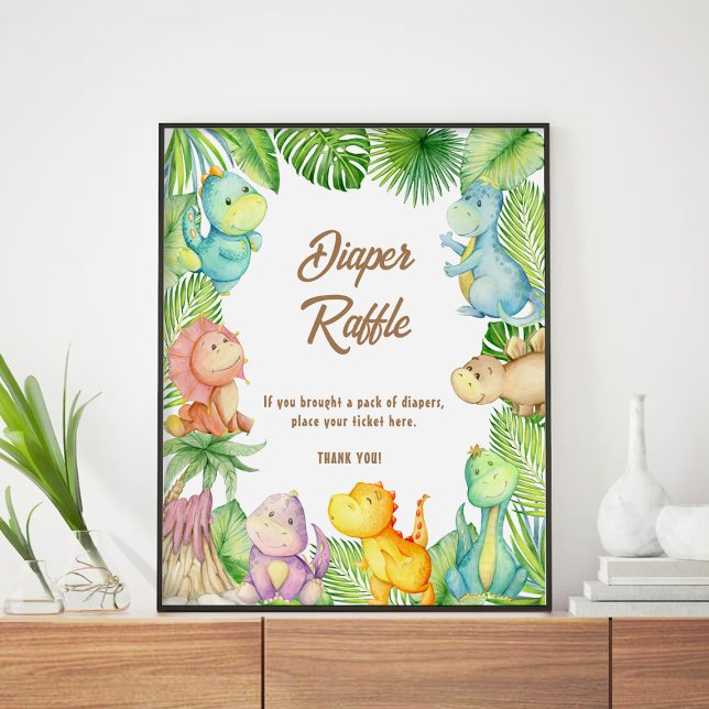 Poster Tirage au sort de couche pour bébé dinosaure (Créateur téléchargé)