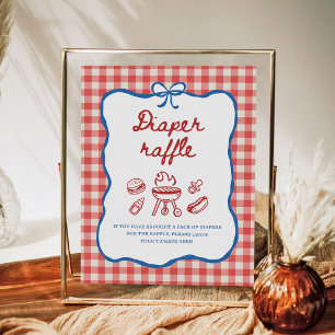 Poster Tirage de Couches Bébé Q BBQ Couple Baby Shower
