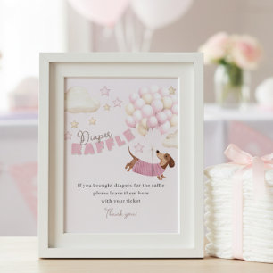 Poster Tirage de Couches pour Bébé Jeu de Fête Rose pour