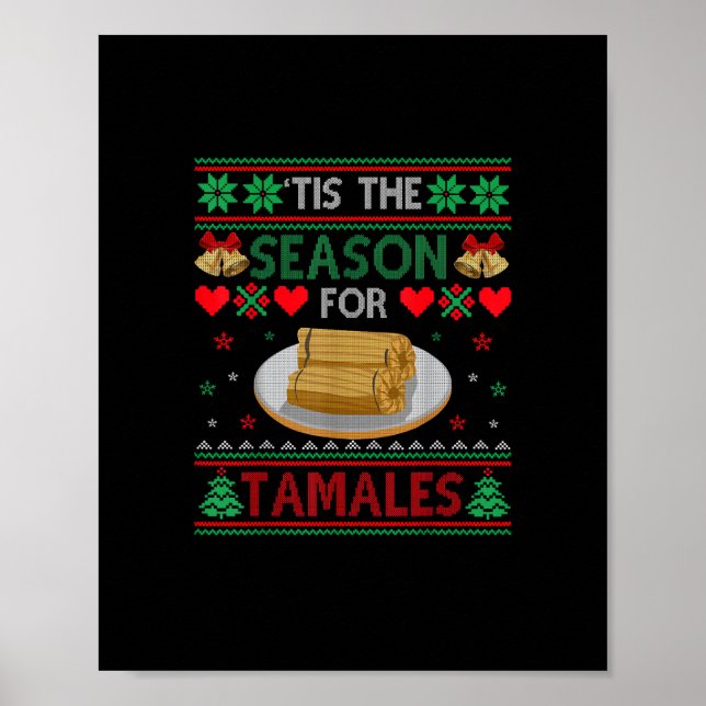 Poster Tis Season For Tamales Funny Christmas Food (Devant)