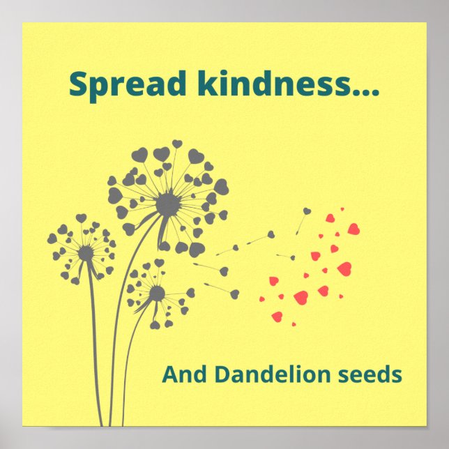 Poster Tisser Transman "Spread Kindness" avec Dandelions (Devant)