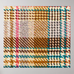 Poster Tissu à damiers Brown, laine écossaise.