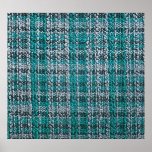 Poster Tissu écossais turquoise, arrière - plan texturé.