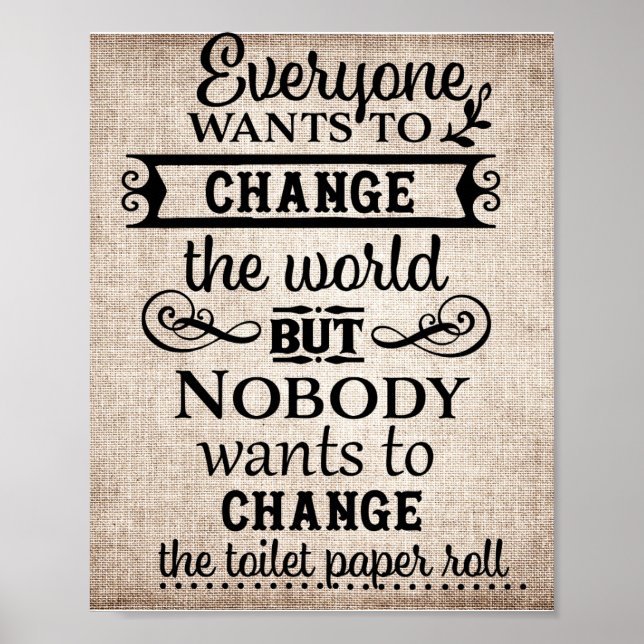Poster Tissu Lin Aspect Changer le Papier Toilette Salle  (Devant)